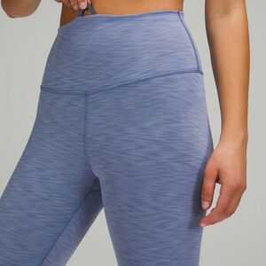 Lululemon Blue/Gray wunder Train 21” crop Workout Leggings